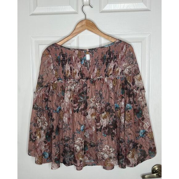 Anthropologie Akemi + Kin Women's Floral Pink Rose Patriza Blouse Size Medium - Picture 4 of 6